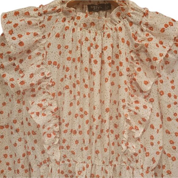 NWOT Nasty Gal Floral High Neck Flowy Mini Dress 0 4 - Picture 6 of 12